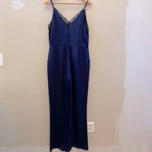 GIANNI BINI navy black lace jumpsuit